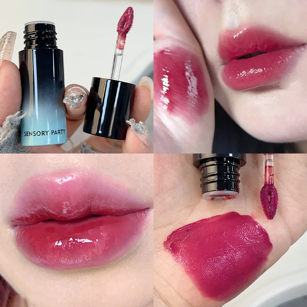 Зеркальный прозрачный глянцевый блеск для губ водостойкий не липкий красная