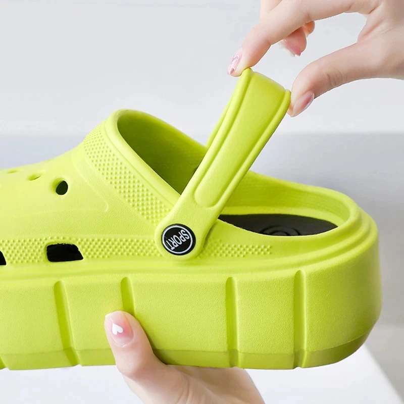 6.5 CM Platform Sliver Rhinestone Cartoon Bear Decor Vented Clogs Slides Women Shoes Outdoor Beach Sandals Summer Girls Slippers