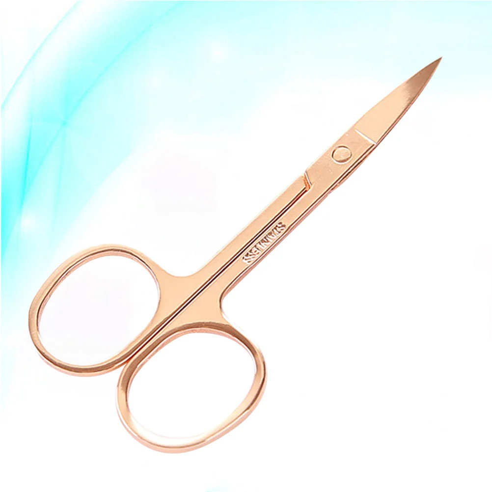 

1pc Safety Stainless Steel Vibrissa Nasal Hair Scissors Nose Hair Trimmer Eyebrow Scissors (Golden)
