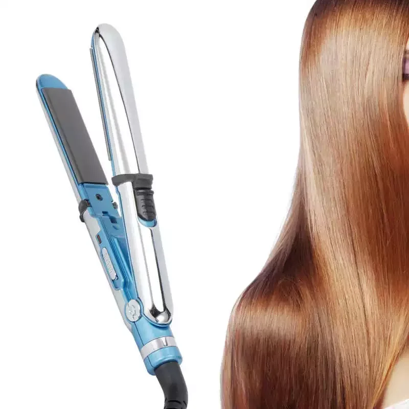 

Stainless Steel Hair Straightener Curling with 3 Temperature Regulation Styling Tools Blue Hair Styling Tools