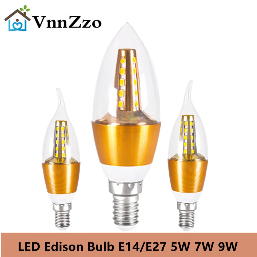 

VnnZzo 10/PCS LED E27 E14 Retro Edison LED Filament Bulb Lamp 110V 220V Light Bulb Glass Bulb Vintage Chandeliers Candle Light