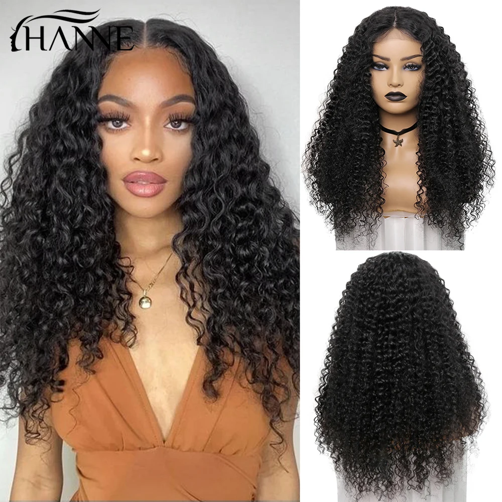 HANNE 4X4 Lace Closure Wigs Human Hair For Women Brazilian Curly Human Hair Wig 3 Part Water Wave Lace  Human Hair Wigs on Sale