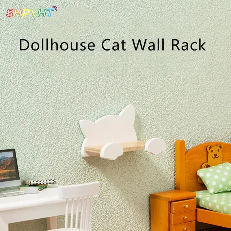 

1:12 Dollhouse Miniature Wall Mount Shelf Storage Cat Hanging Storage Organizer Model Furniture Decor Toy Doll House Accessories