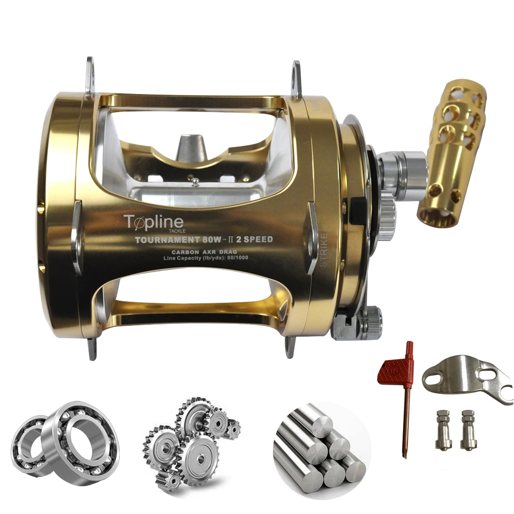 For Deep Sea Max Drag 45kg Carrete De Pesca 2 Speed 80w Trolling Reel