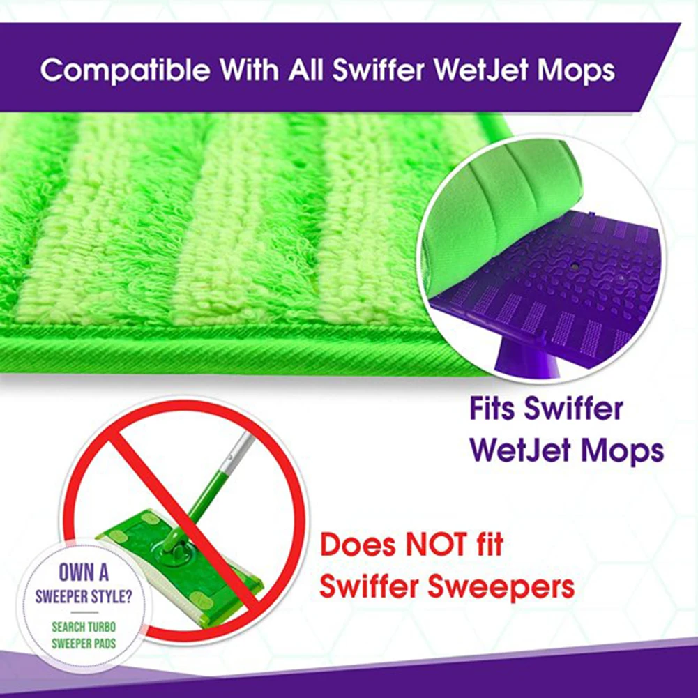 

2 Pack Microfiber Mop Pads For Swiffer Wet Jet 12 Inch Head Washable Flat Replacement Mop Cloths Head Refill Home Cleaning Tool