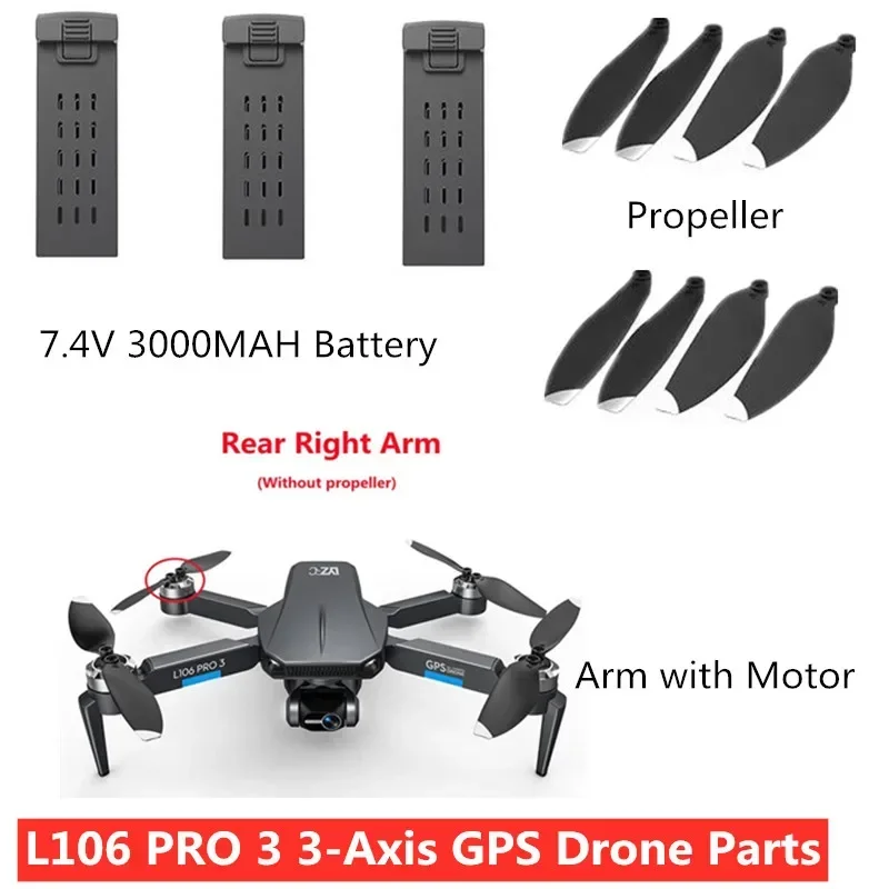 Аккумулятор 7 4 В 3000 мАч пропеллер для L106 PRO 3 GPS 4K RC Drone запасные части PRO3