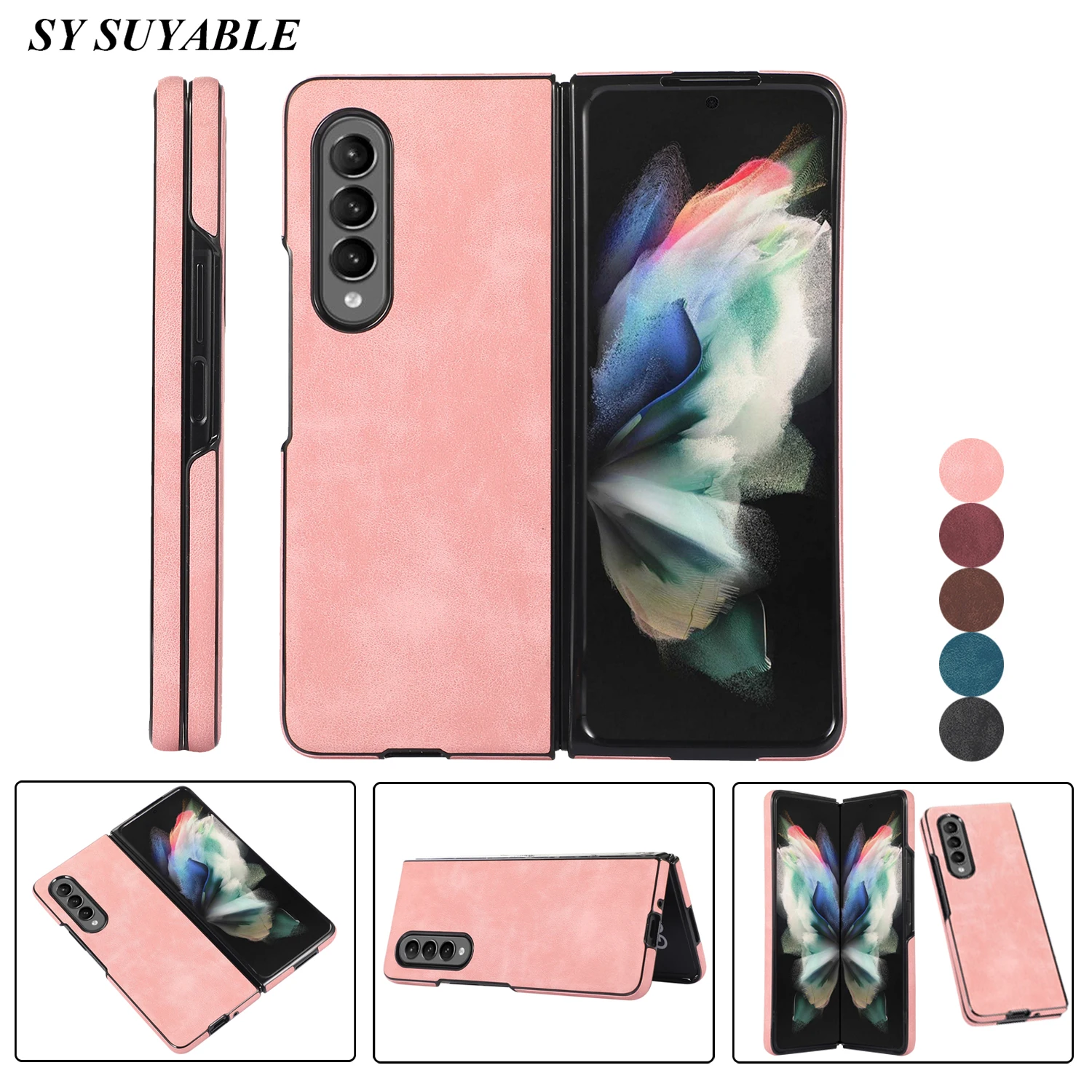 

Luxury Flip Leather Case For Samsung Galaxy Z Fold 3 Shockproof Many Colours Stand Holder Retro Hand Held Protection Phone Cover