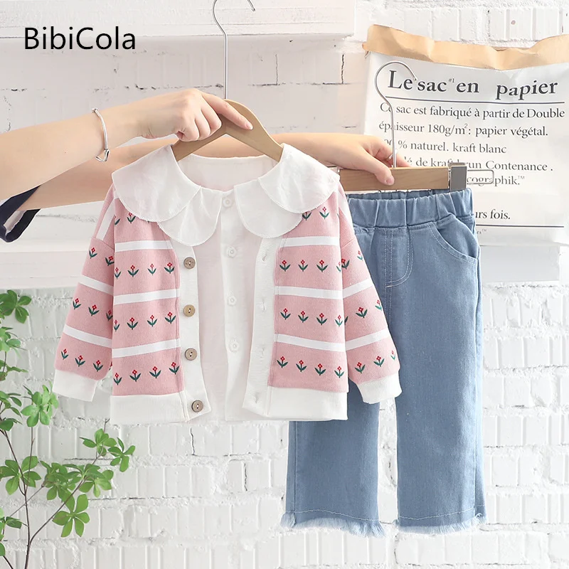 

Детская одежда из трех предметов для девочек модные весенне-осенние модели для девочек от 1 до 5 лет, Осенние костюмы для малышей