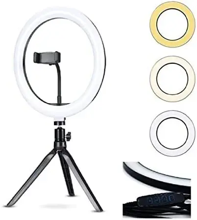 

2023 Anel Iluminador LED Flexivel Ring Light Tripe 20cm com Suporte Celular Selfie Youtuber Gravação Fotos Makes gimbal