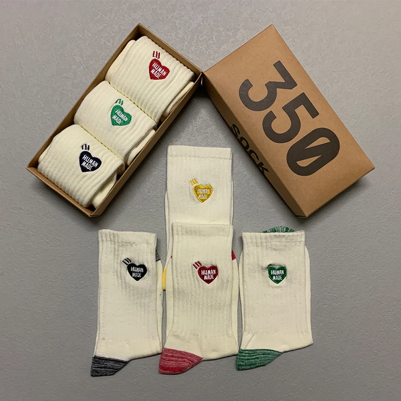 3 Pairs/Box Warm Simple Letter Love Stockings Cotton Harajuku Soft Ins Embroidery Thick Long Sport Gifts Men Women Socks Pack
