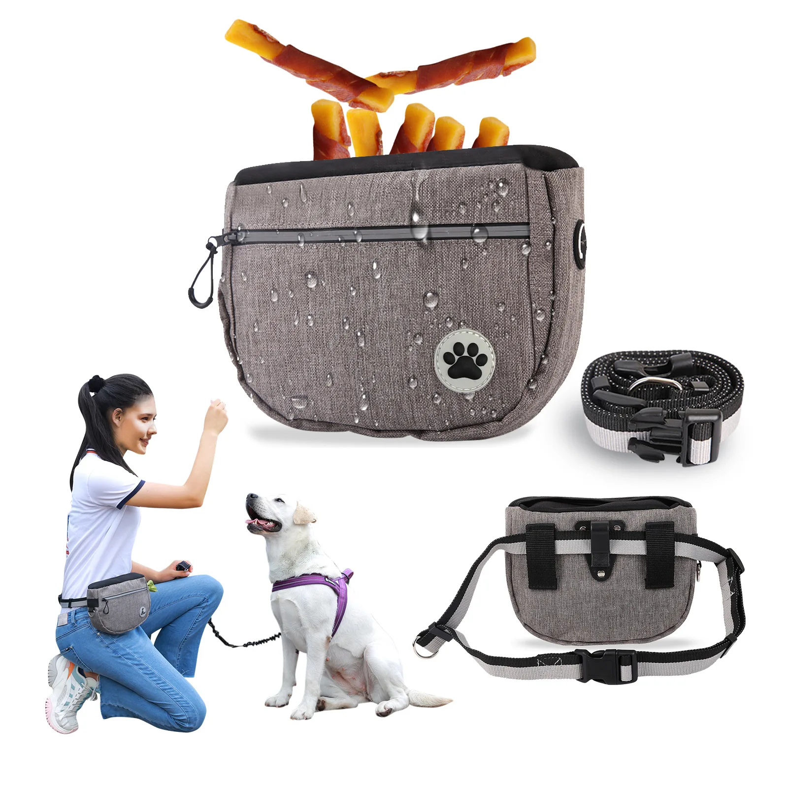 

Pet Outdoor Training Bag Multifunctional Food Waist Bag Dog Cat Portable Snack Bag Pet Supplies With Traction Rope Handfree