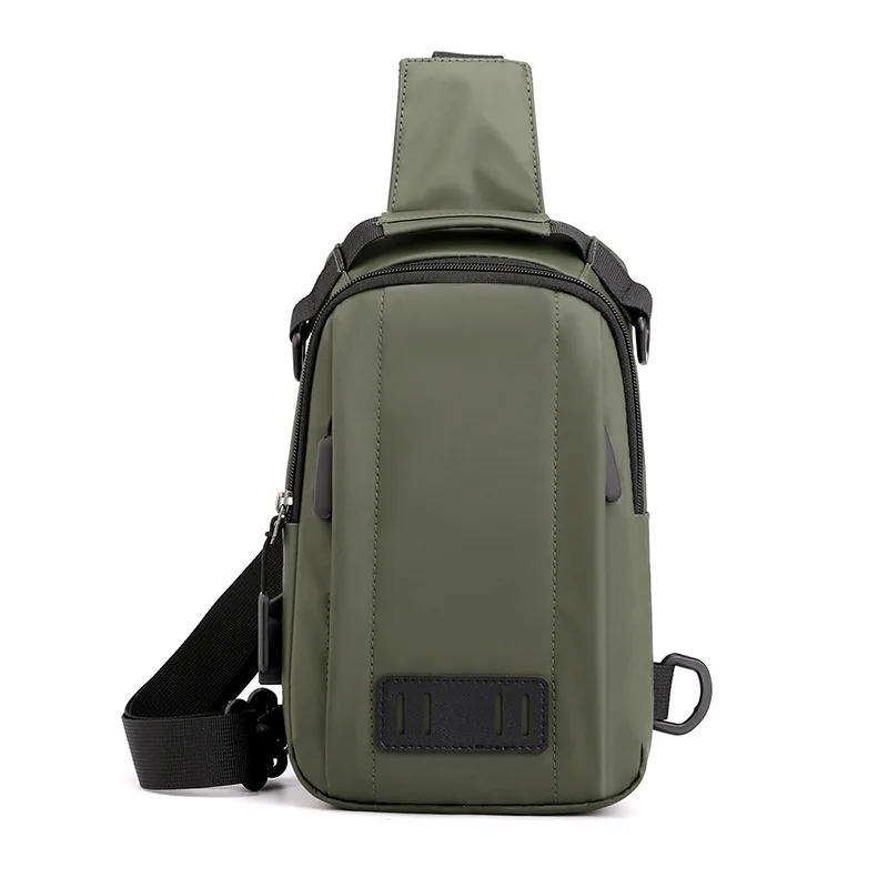 Multi-functional Fashion Chest Bag Waterproof Nylon Fabric Messenger Bag Trend Men's Shoulder Bag USB Rechargeable Chest Bag