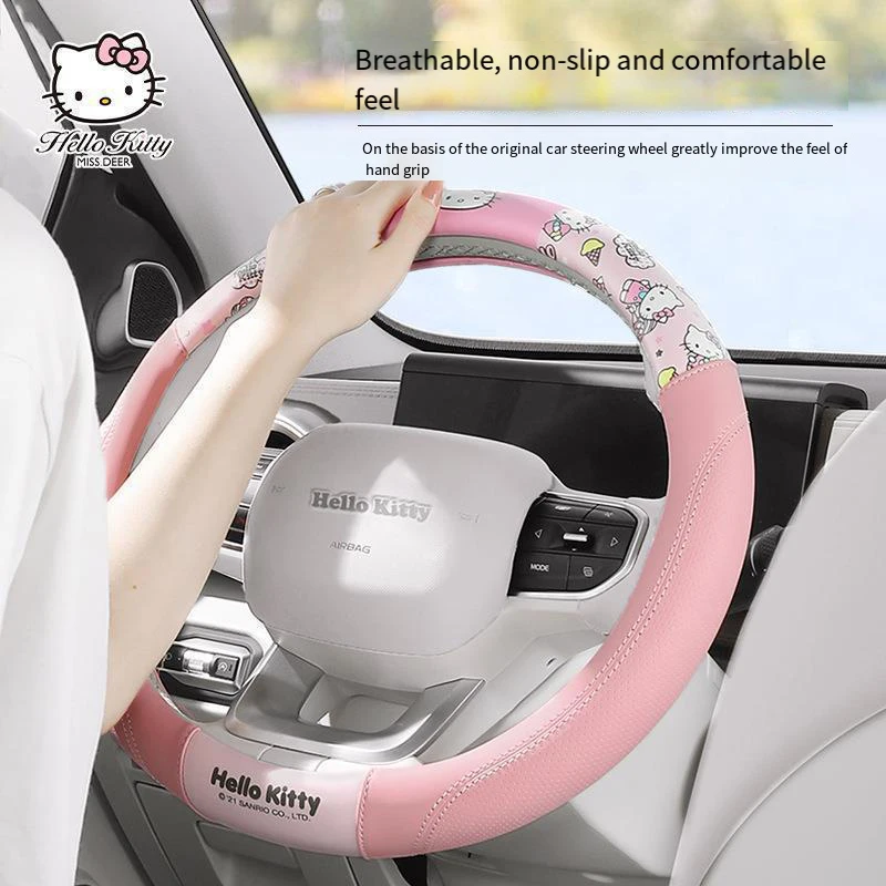 Милый чехол на руль Hellokittys Sanrios автомобильный круглый Противоскользящий