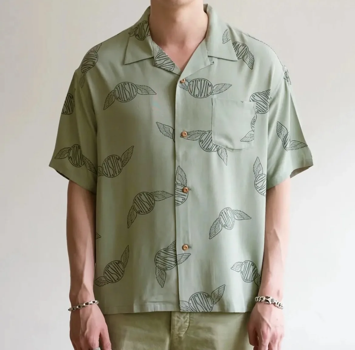 Фото 2026 VISVIM WALLIS SHIRT C/D Гавайская рубашка с принтом крыльев для мужчин №1