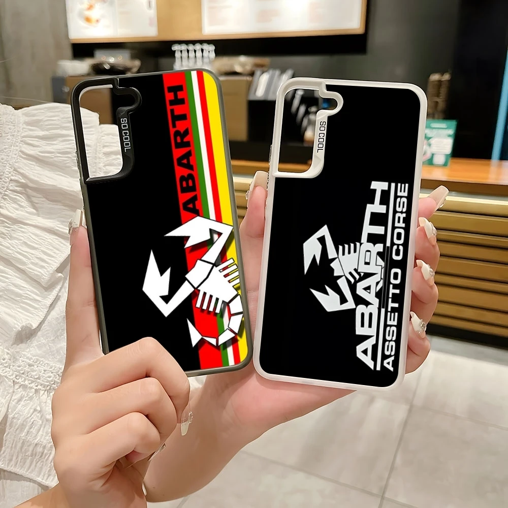 A-abarthES Car Phone Case Colored Silver Trendy For Samsung A 16 04 05 13 14 15 20 22 23 25 31 32 33 34 35 50 51 52 5