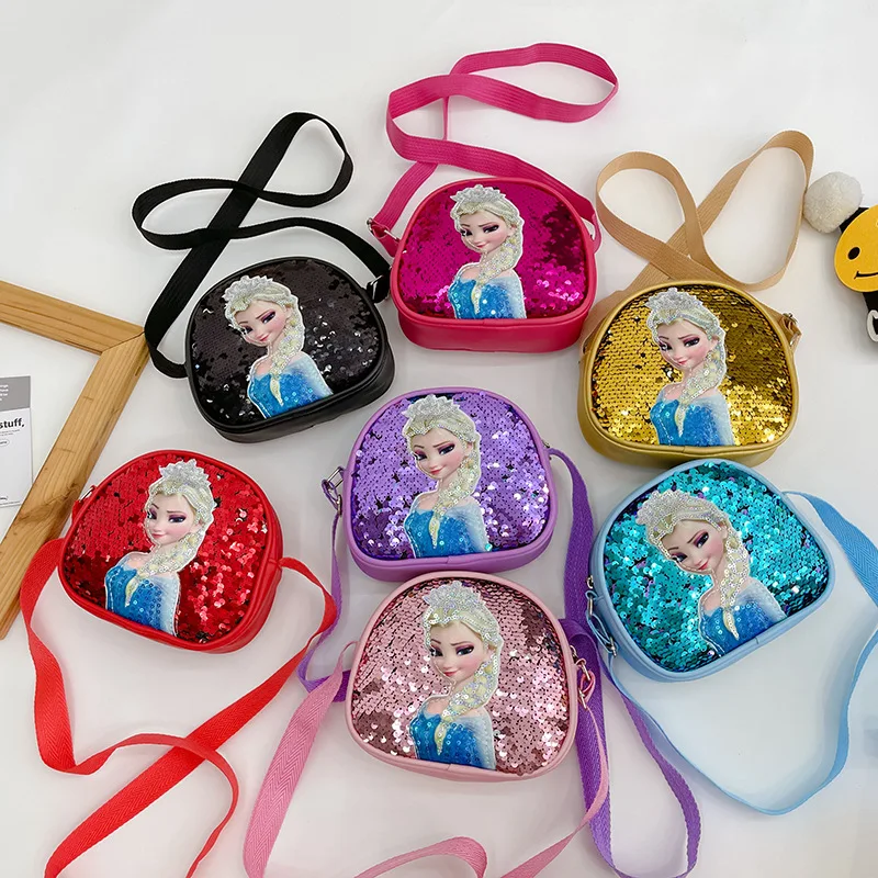 Frozen 2 Elsa Princess Sequins Handbags For Girls Multifunctional Pu Leather Handbags Kdis Gifts