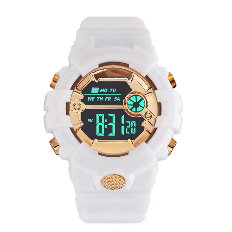 

Fashion Childrens Watch LED Electronic White Silicone Sports Multifunction Waterproof Luminous Digital Wristwatches Kids Relogio
