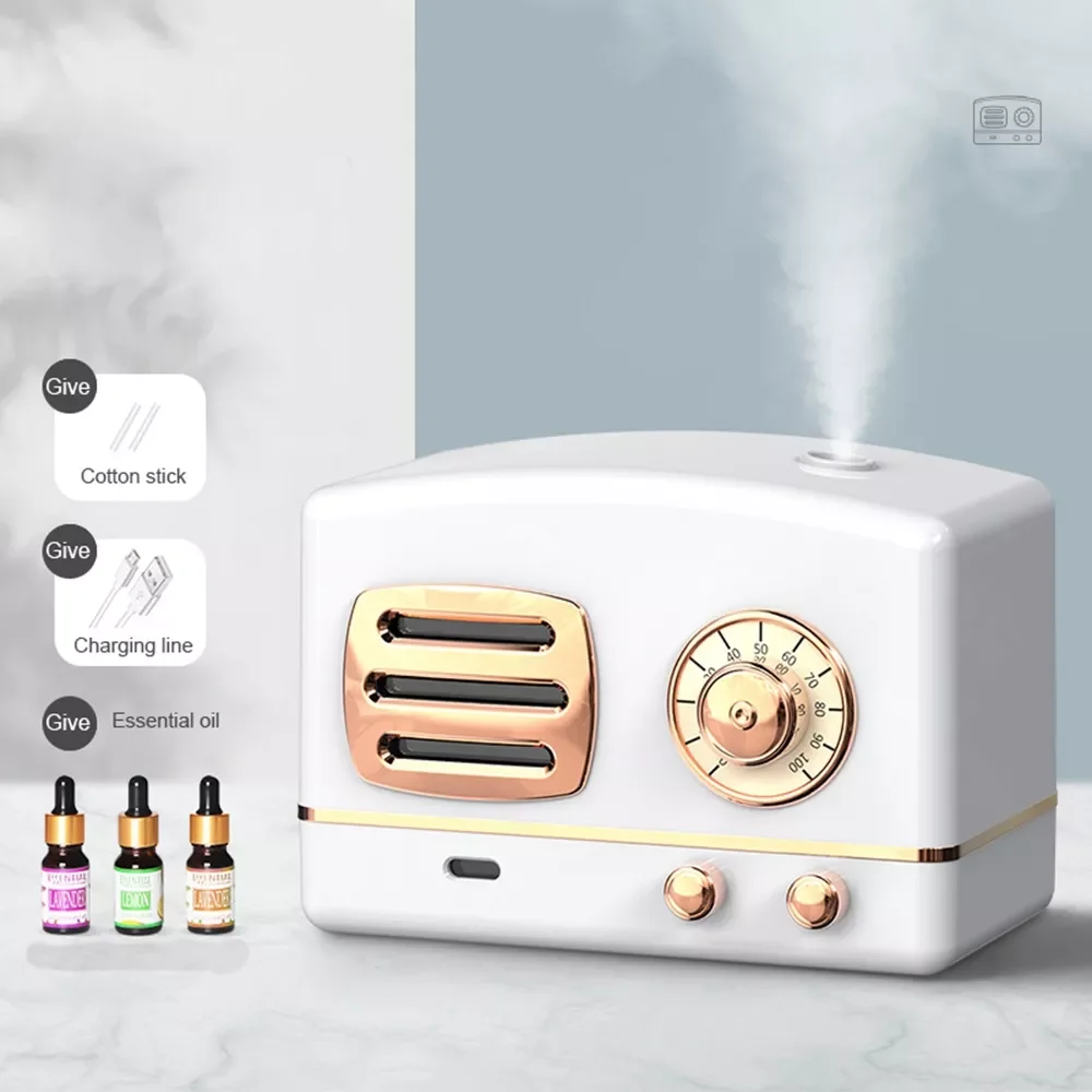 

NEW2023 C2 200ml Retro Radio Shape Large Capacity Portable Desktop Air Humidifier USB Mist Maker Aroma Essential Oil Diffuser fo