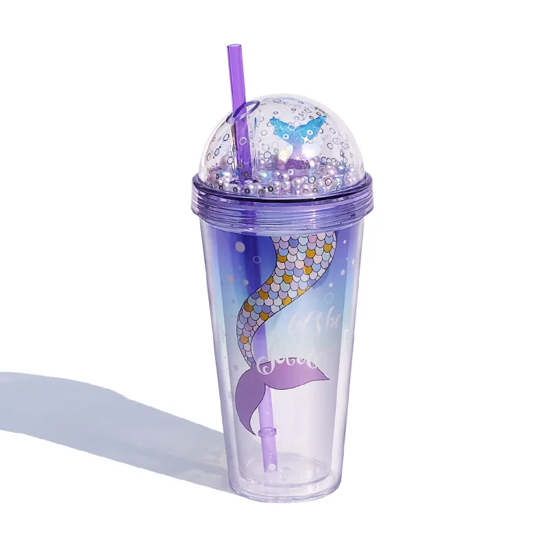 

Mermaid Cup Creative Children's Straw Cup Birthday Gift Plastic Cup Gift Cup Children's Students