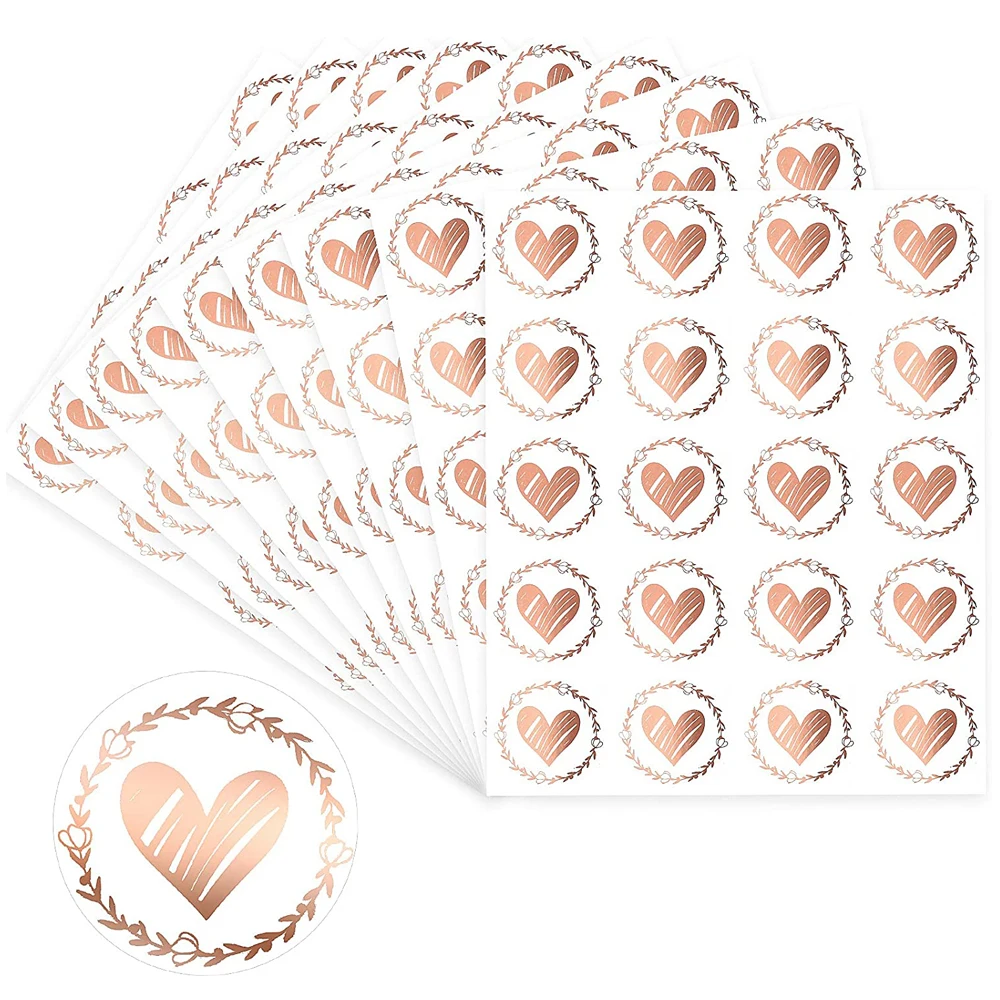 

100pcs/pack Envelope Sealing Label Scrapbooking Transparent Bronzing Heart Stickers for Wedding Party Gift Decor Label Sticker