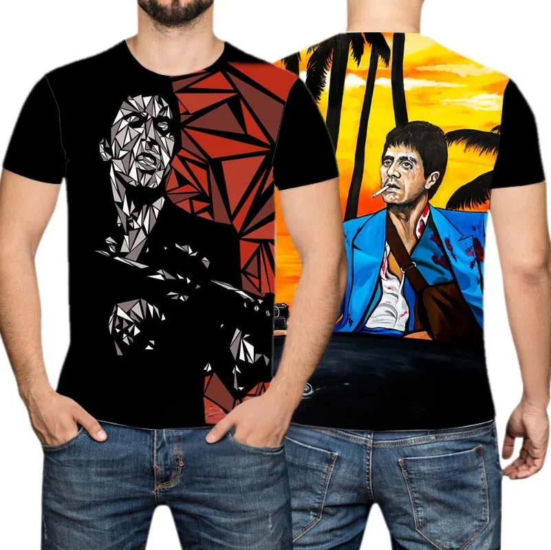 Горячая классическая футболка со шрамом Тони Монтана с 3D принтом мужская летняя