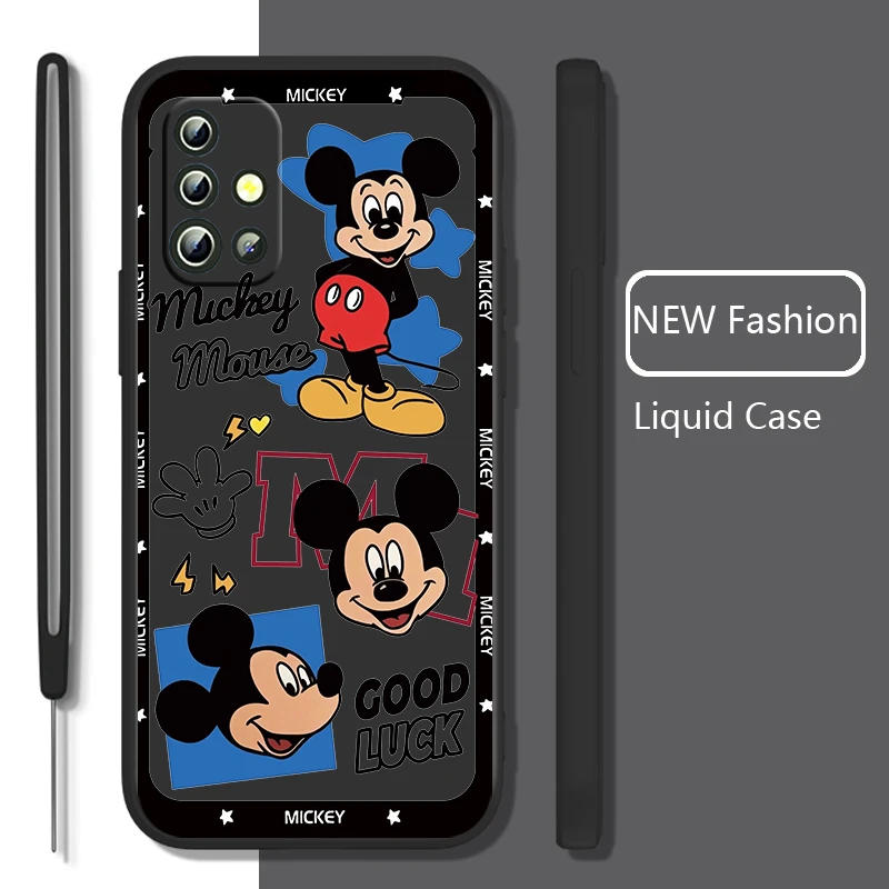 

Mickey fashion cute Phone Case For Samsung Galaxy A73 A53 A33 A52 A32 A22 A71 A51 A21S A03S A50 Liquid Rope Cover Coque Capa