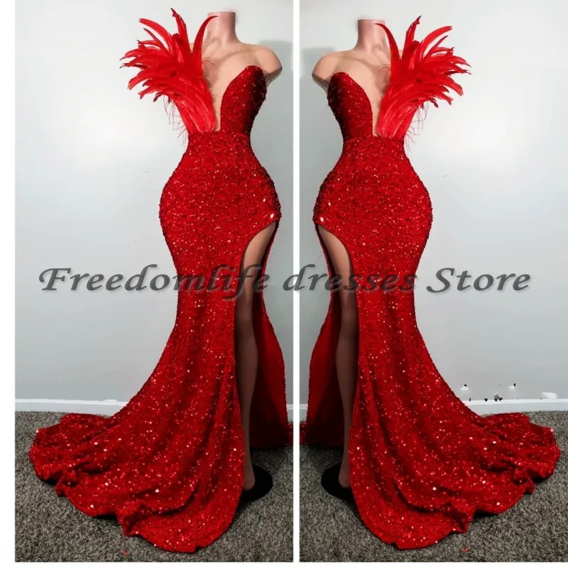 

Очаровательные оранжевые платья русалки для выпускного вечера 2022 пикантные Роскошные вечерние платья с высоким воротником и перьями с бле...