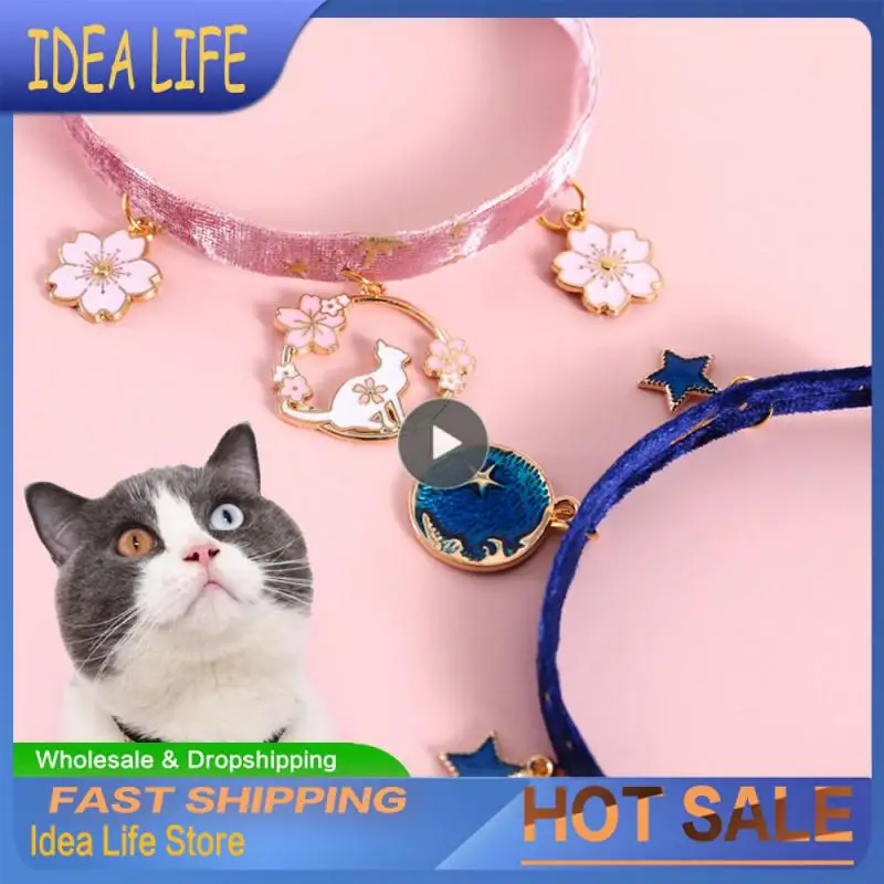 

Personalized Cat Collar Anti-lost Cat Necklace Safety Fishbone/snowflake/starry Sky Necklace Pets Supplies Accessories