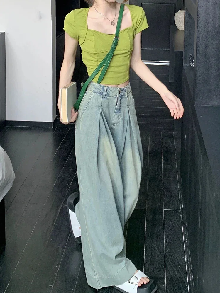 Осенние американские ретро модные дизайнерские женские джинсы в стиле High Street