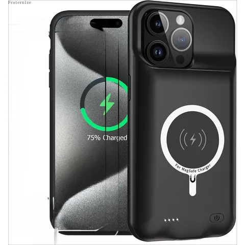Магнитный чехол для беспроводного зарядного устройства для iPhone 15 Pro Max, чехол Power для зарядки Magsafe, чехол для аккумулятора Power Bank