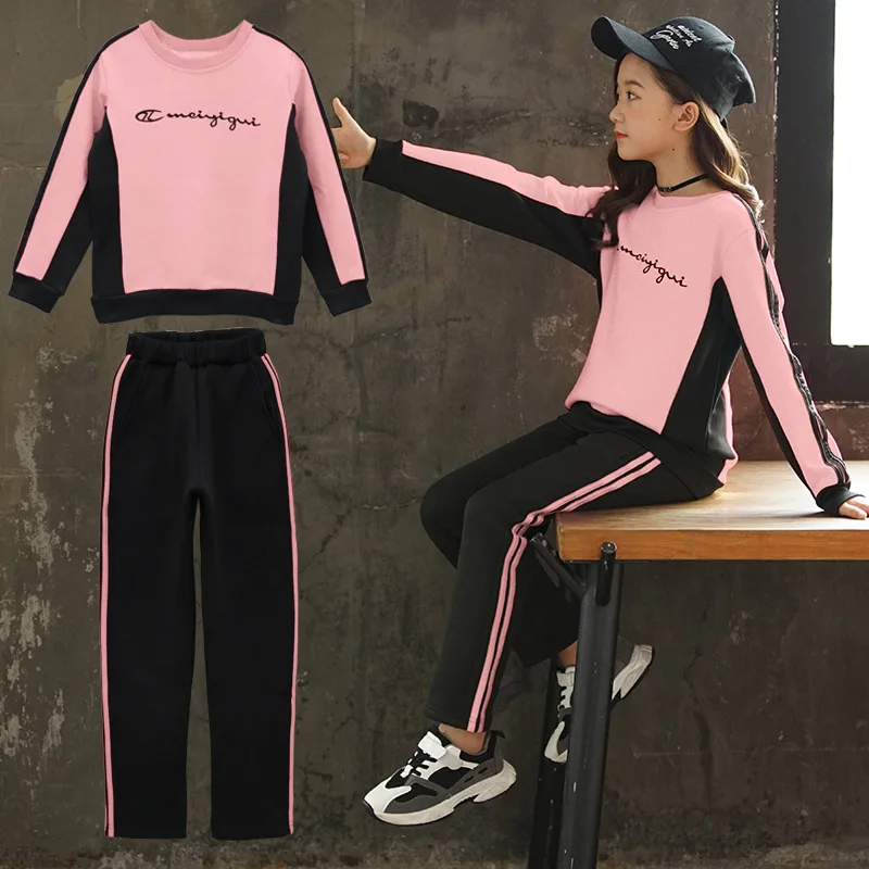 

Girls Clothing Sets 2021 Autumn Spring Children Long Sleeve Shirts + Pants Suits Sports Kids Girl Clothes Teen 6 8 9 10 12 Years
