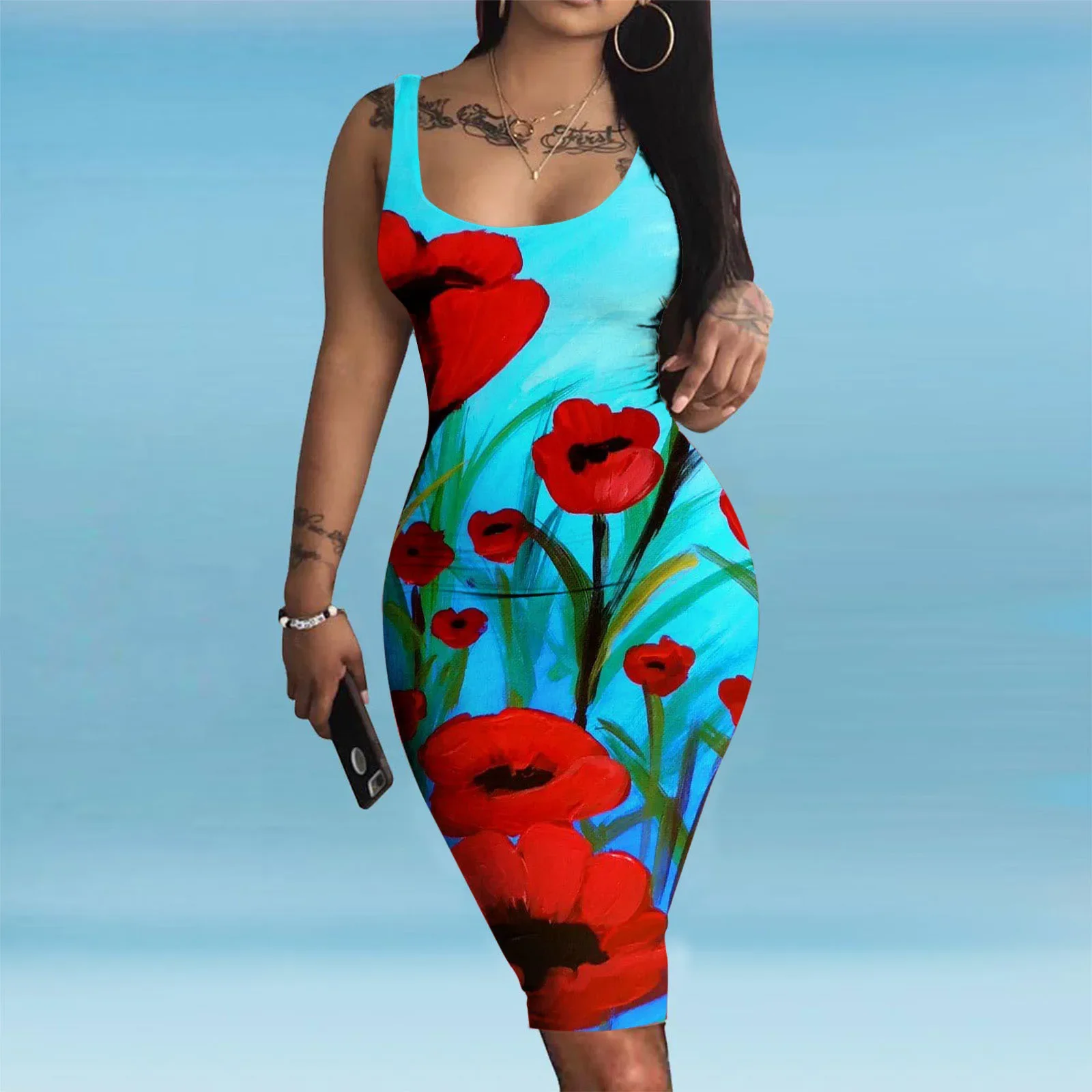 Летнее облегающее платье модные женские Ретро Платья с цветочным рисунком