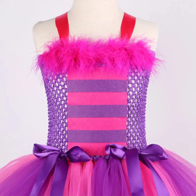 Фото Алиса в стране чудес Chesuite Cat Tutu ярко-розовый фиолетовый мультяшный тюль праздничное платье для девочек детский костюм для косплея на Хэллоуин NM31 №5