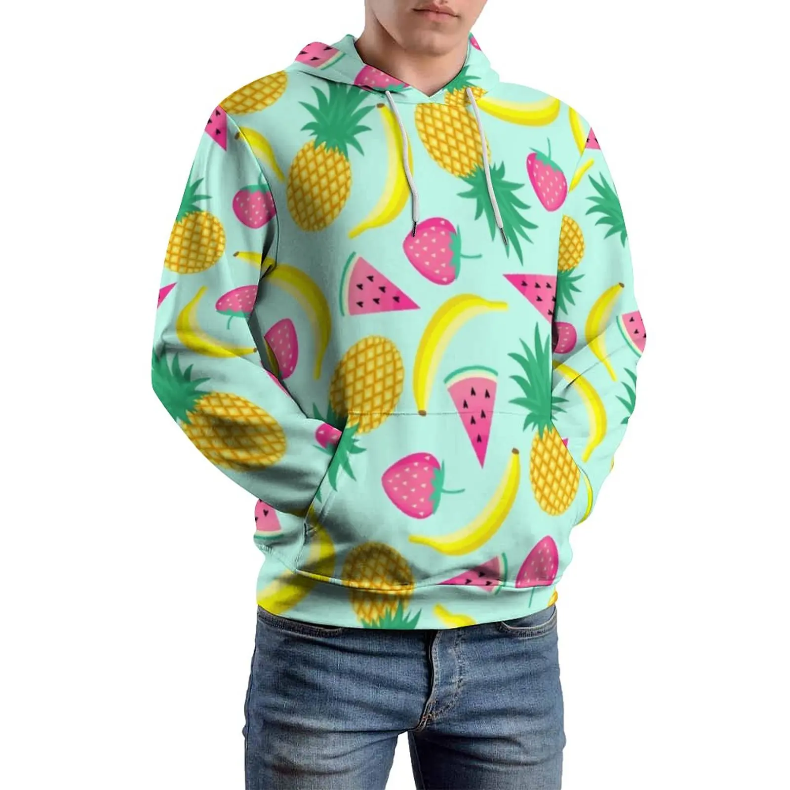 

Banana Pineapple Casual Hoodies Man Funky Fruit Print Loose Hoodie Winter Long Sleeve Hip Hop Custom Clothes 4XL 5XL 6XL