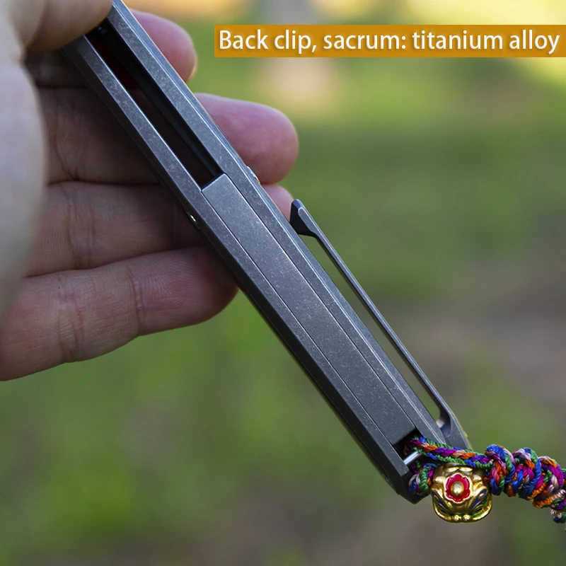 Фото Стальной складной карманный нож S125V, титановая ручка с цветным углеродным волокном для кемпинга, охоты, коллекционный уличный инструмент EDC №5