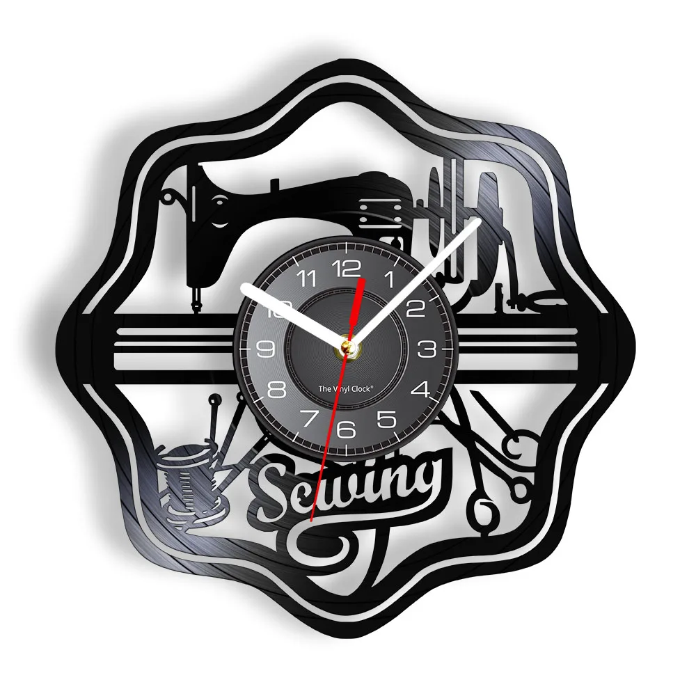 

I Love Sewing Wall Art Sewing Machine Wall Clock Home Decor Tailor Vintage Vinyl Record Wall Clock Seamstress Crafters Gift