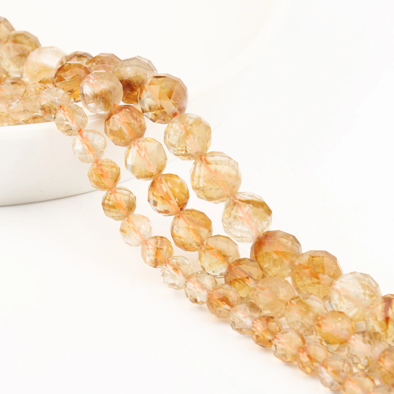 Оптовая Продажа AAA натуральный желтый цитрин граненые поделки круглые свободные
