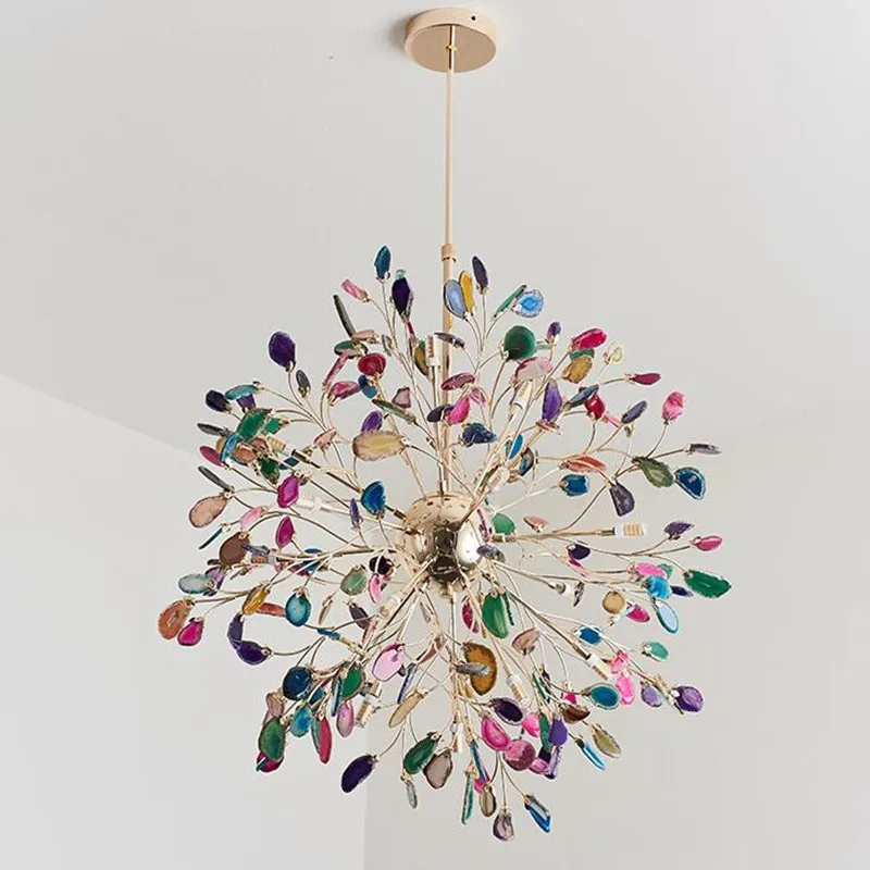 

Globe/Gold/modern LED chandelier agate blue/green/purple/pink agate chandelier for bedroom/living room/kitchen/dining room/foyer