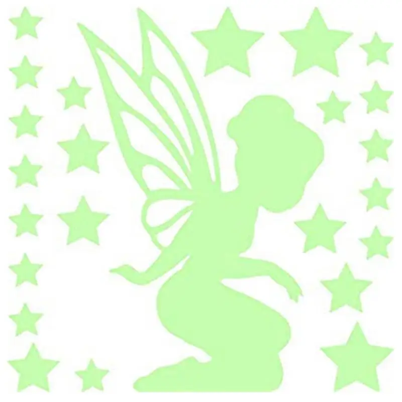 Светящиеся наклейки на стену с изображением цветов и феи, водонепроницаемые наклейки для спальни, экологически безопасные украшения