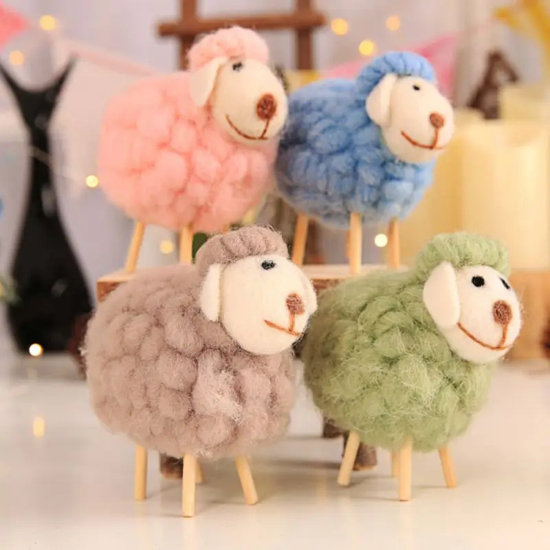 

1pcs Creative Wool Felt Cute Sheep Home Photography Props Crafts Hotel Shopping Mall Gifts Christmas Decoration