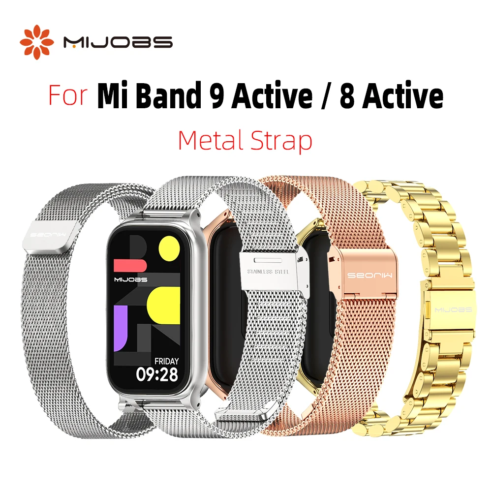 Фото Металлический ремешок для Mi Band 9 Active Браслет-браслет для Xiaomi Smart Band 8 Active Ремешок для часов Mi 8 Active Ремешок из нержавеющей стали №1
