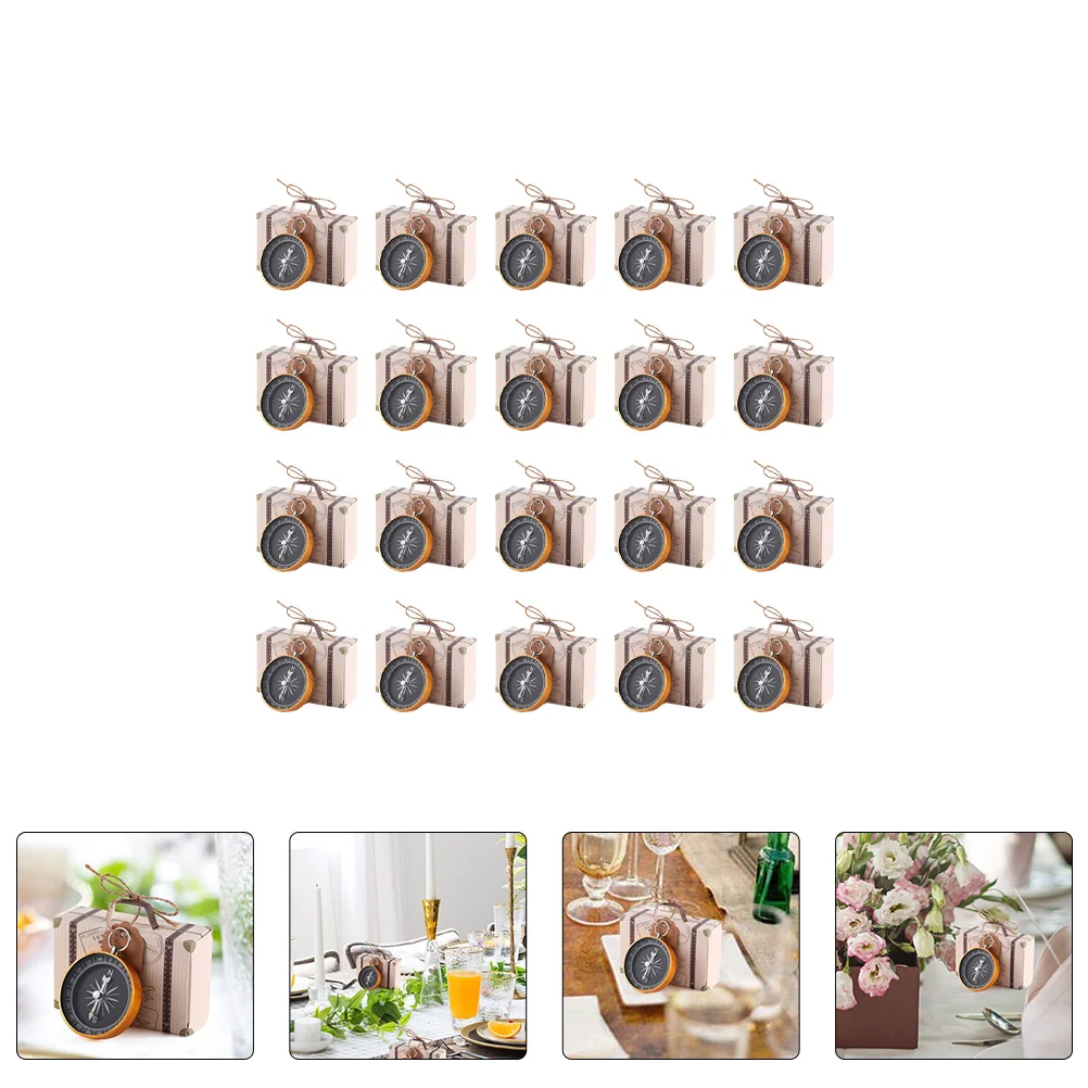 

20 Pcs Compass Wedding Candies Box Candy Gift Bag Pouch Paper Wrapping Travel Beautiful