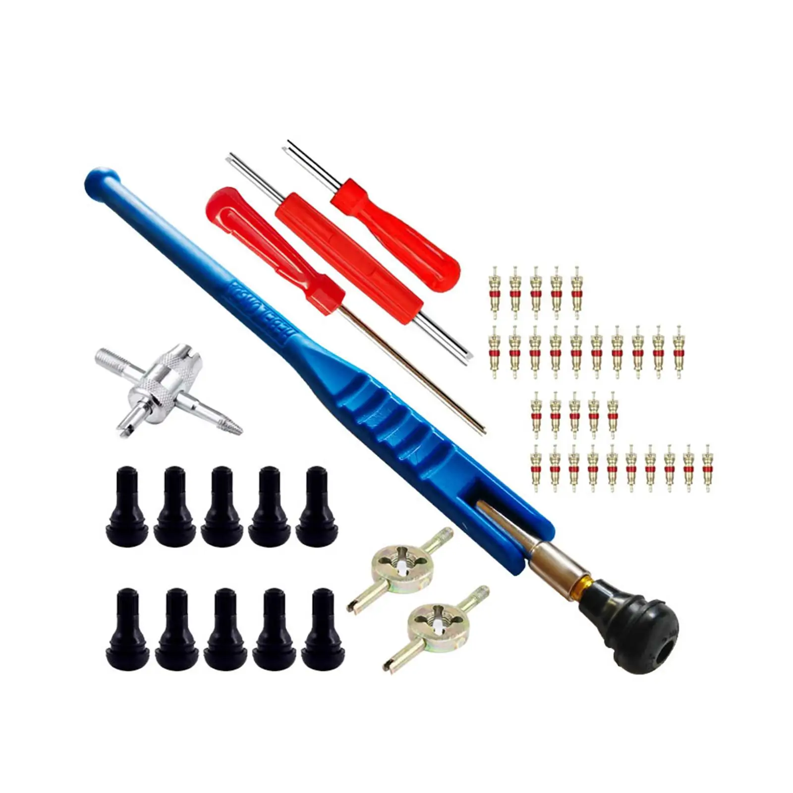

47x Tire Valve Stem Puller Tools Set High Performance Car Accessories Tyre Valve Repair Tool Kit for Bike Car Motorcycle