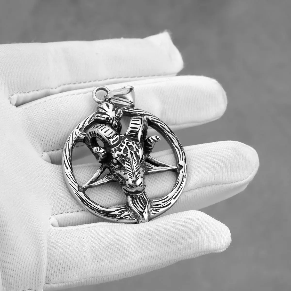 Ожерелье из нержавеющей стали с подвеской сатаны OZU Pentaagramm мужские винтажные