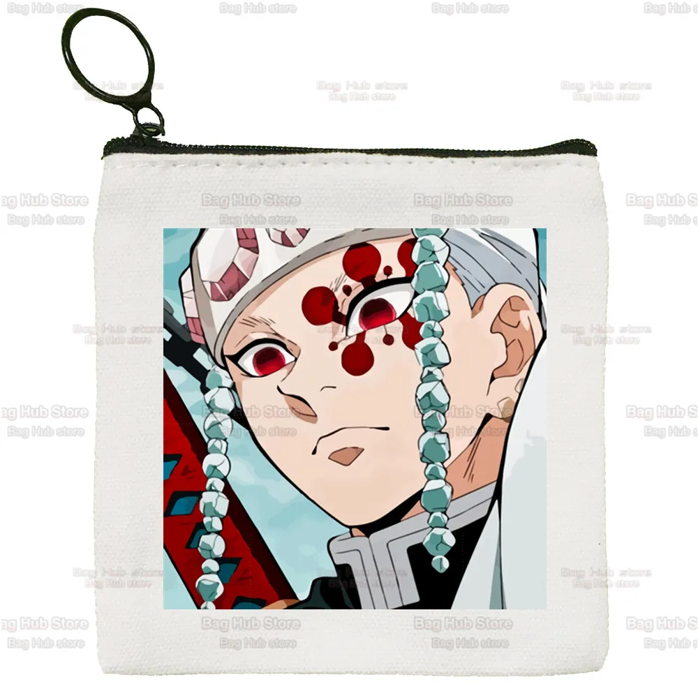Tengen Uzui Canvas Card Demon Slayer Coin Purse Female Imetsu No Yaiba Anime Cute Simple Coin Mini Zipper Bag
