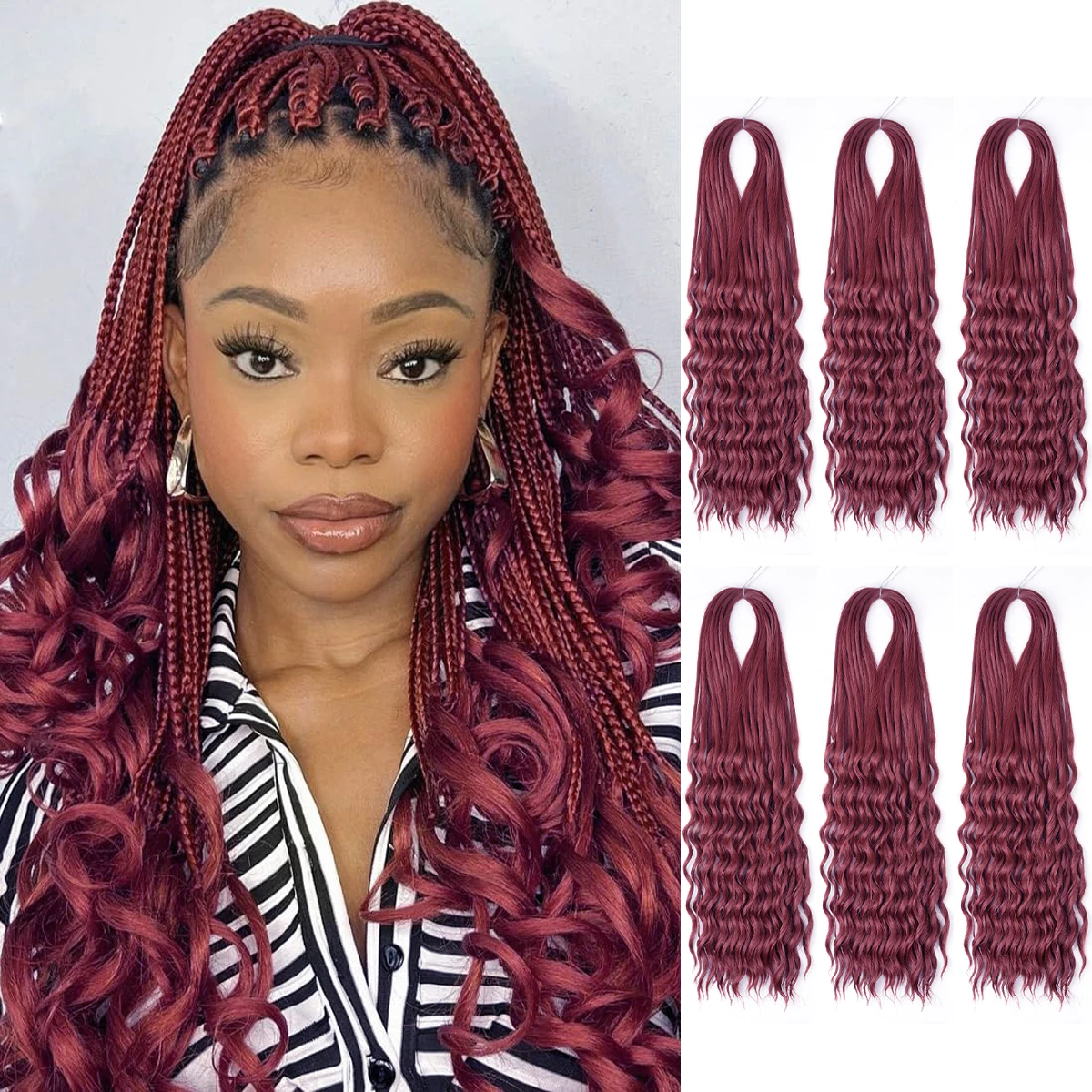 

20inch Synthetic Water Wave Crochet Hair Extensions Luna Curl Hair Loose Deep Ocean Wave Ombre Braiding Hair For Women Blonde