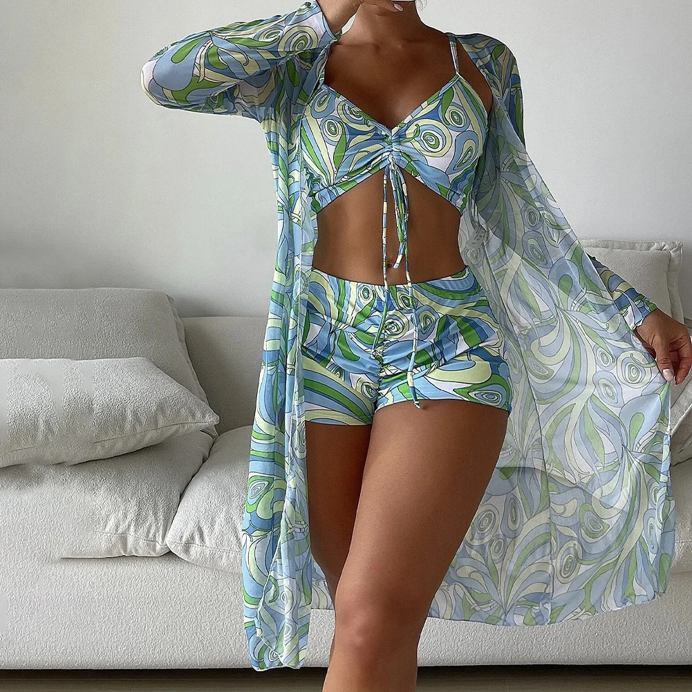 Купальник-бикини с тропическим принтом