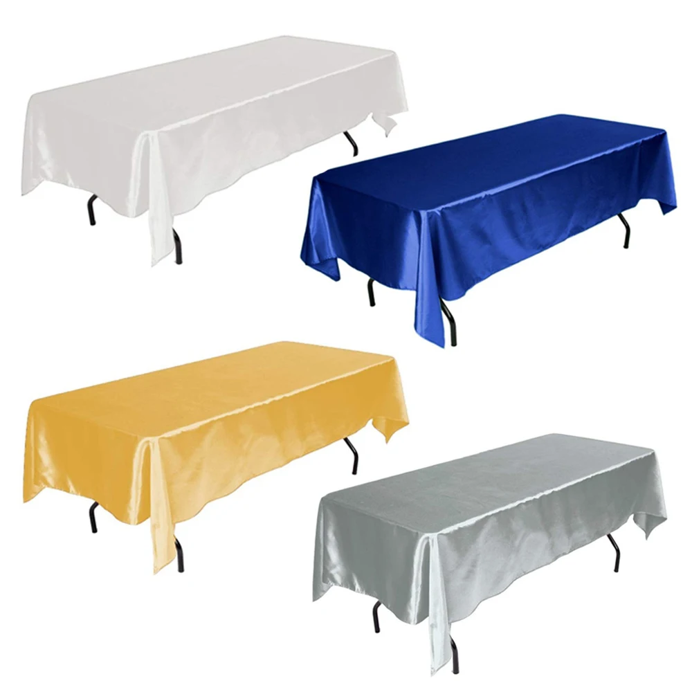 

Rectangle Table Cloth Satin Tablecloth Overlays Wedding Christmas Baby Shower Birthday Banquet Decor Home Dining Table Cover