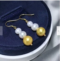 natural 5 10mm aaa perfect gold and white nanhai pearl earrings gold hoop