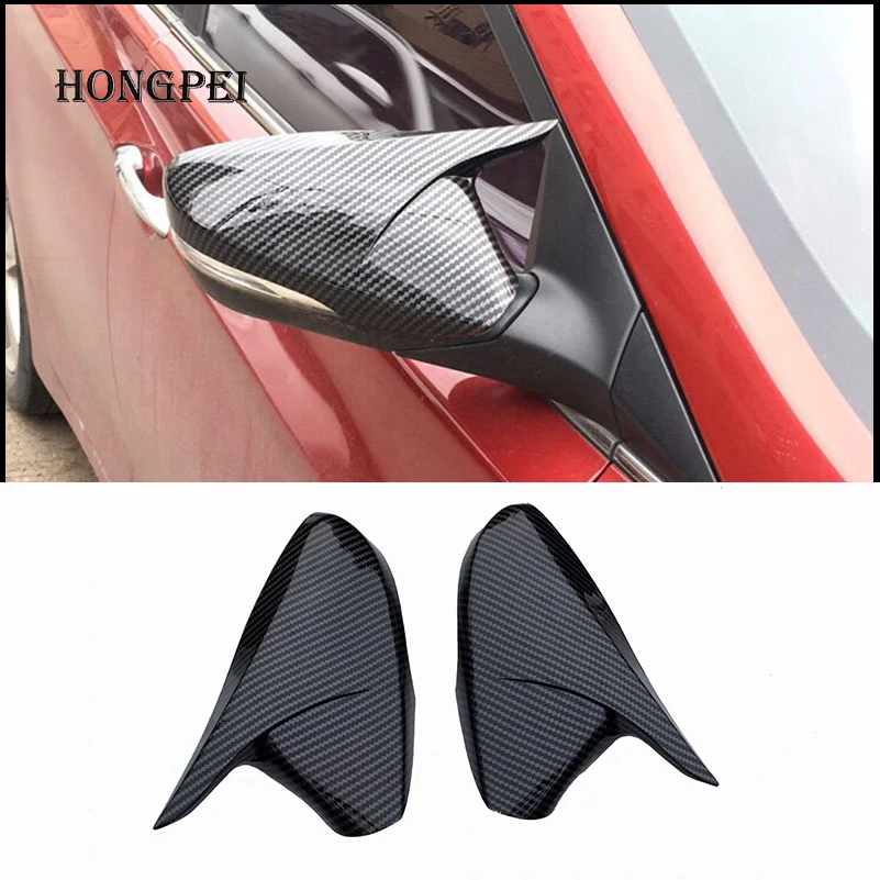 

Car styling Exterior With horns Rearview Mirror Cover For Hyundai Veloster Accent Verna 2012-2015 Auto Parts
